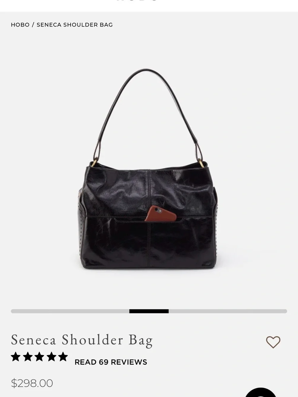 HOBO Seneca Black Genuine Leather Top-Handle Hobo Shoulder Bag